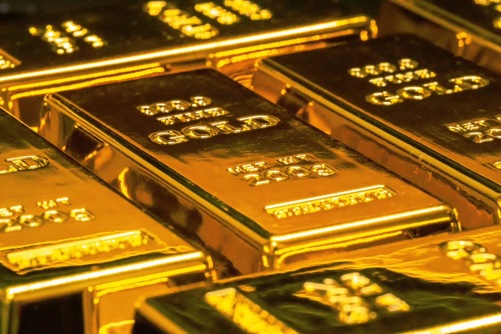 Close-up of stacked gold bars